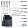 Kitchen Knife Set, 15 Piece Knife Sets with Block, Chef Knives with Non-Slip German Stainless Steel Hollow Handle Cutlery Set with Multifunctional Scissors Knife Sharpener  Amazon Platform Banned